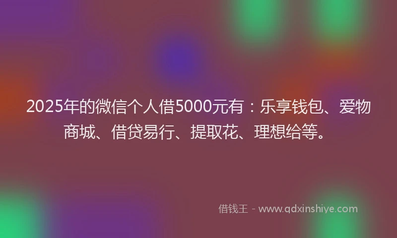2025年的微信个人借5000元有：乐享钱包、爱物商城、借贷易行、提取花、理想给等。