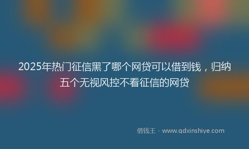 2025年热门征信黑了哪个网贷可以借到钱，归纳五个无视风控不看征信的网贷