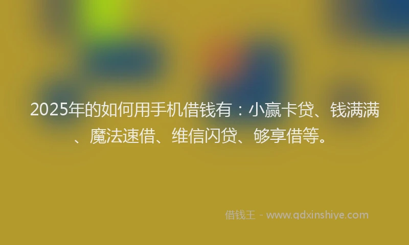 2025年的如何用手机借钱有：小赢卡贷、钱满满、魔法速借、维信闪贷、够享借等。