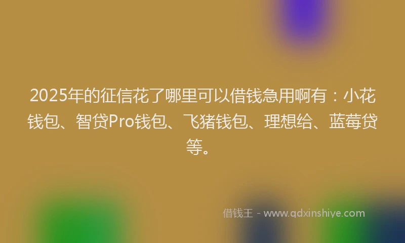 2025年的征信花了哪里可以借钱急用啊有：小花钱包、智贷Pro钱包、飞猪钱包、理想给、蓝莓贷等。