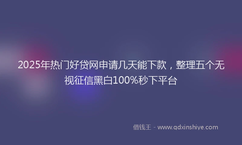 2025年热门好贷网申请几天能下款，整理五个无视征信黑白100%秒下平台