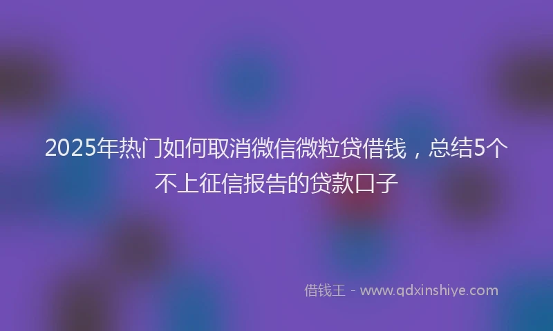 2025年热门如何取消微信微粒贷借钱，总结5个不上征信报告的贷款口子