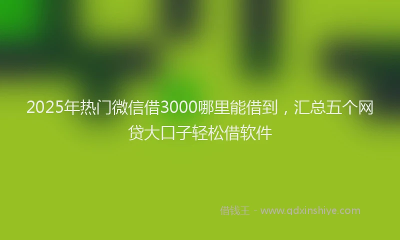 2025年热门微信借3000哪里能借到，汇总五个网贷大口子轻松借软件