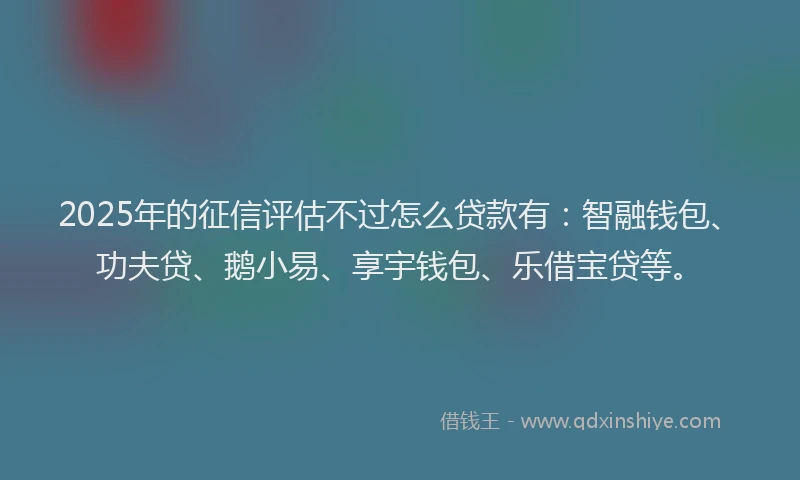 2025年的征信评估不过怎么贷款有：智融钱包、功夫贷、鹅小易、享宇钱包、乐借宝贷等。