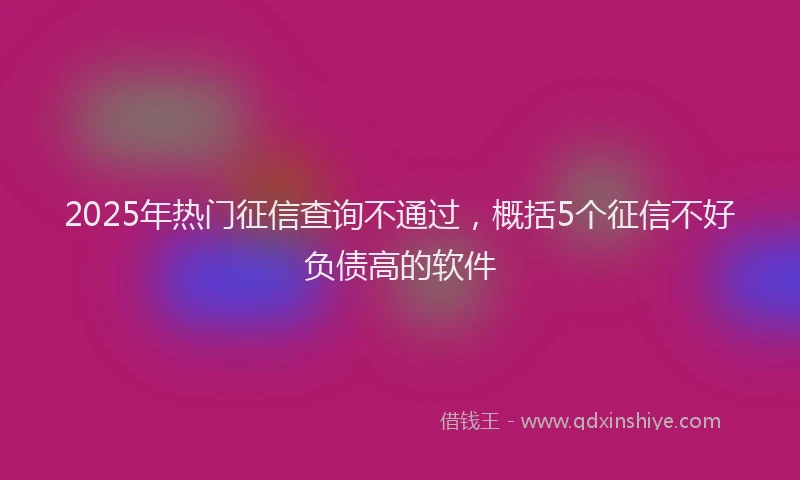 2025年热门征信查询不通过，概括5个征信不好负债高的软件