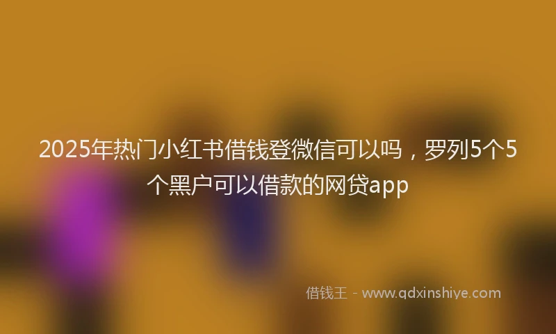 2025年热门小红书借钱登微信可以吗，罗列5个5个黑户可以借款的网贷app