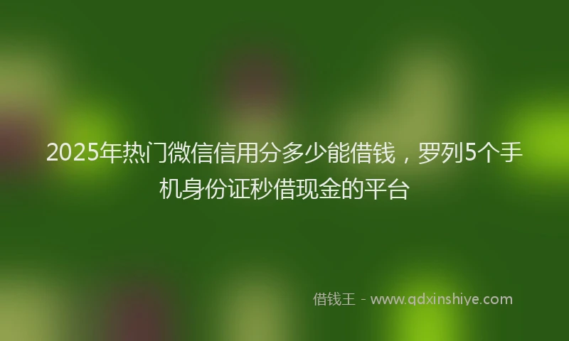 2025年热门微信信用分多少能借钱，罗列5个手机身份证秒借现金的平台