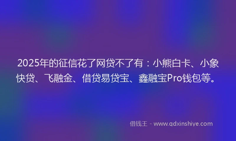 2025年的征信花了网贷不了有：小熊白卡、小象快贷、飞融金、借贷易贷宝、鑫融宝Pro钱包等。