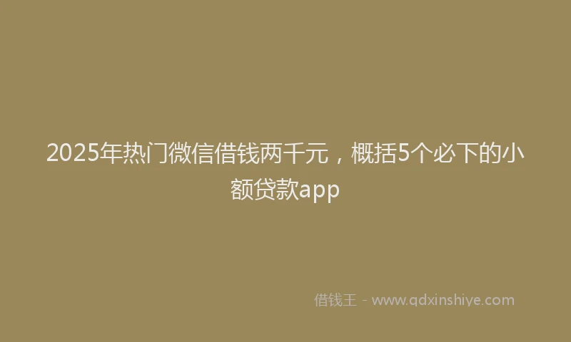 2025年热门微信借钱两千元，概括5个必下的小额贷款app