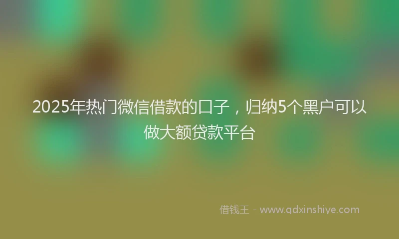 2025年热门微信借款的口子，归纳5个黑户可以做大额贷款平台