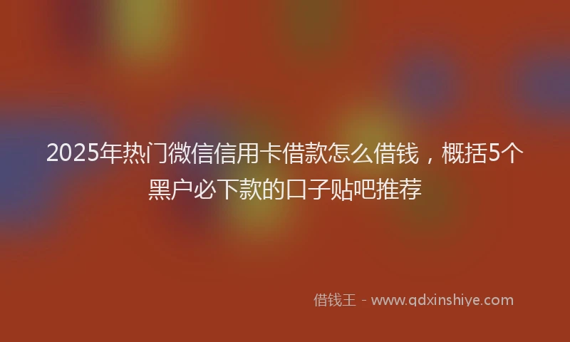 2025年热门微信信用卡借款怎么借钱，概括5个黑户必下款的口子贴吧推荐