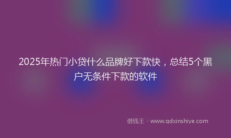 2025年热门小贷什么品牌好下款快，总结5个黑户无条件下款的软件