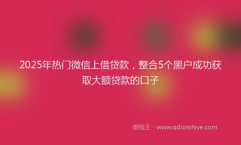 2025年热门微信上借贷款，整合5个黑户成功获取大额贷款的口子