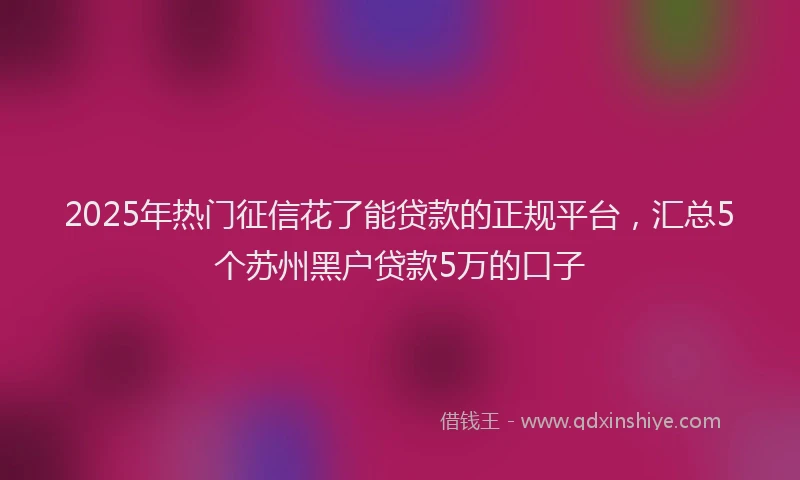 2025年热门征信花了能贷款的正规平台，汇总5个苏州黑户贷款5万的口子