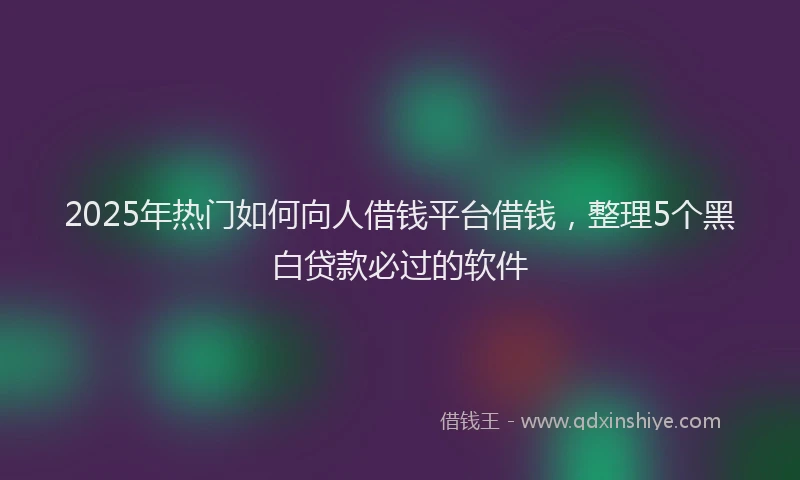 2025年热门如何向人借钱平台借钱，整理5个黑白贷款必过的软件