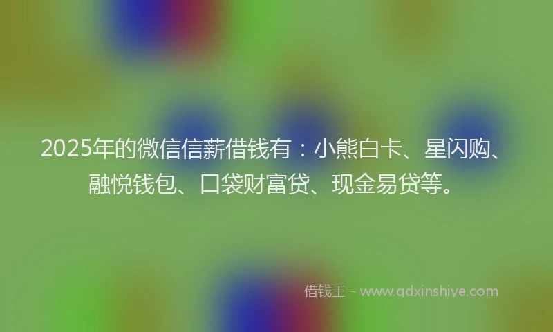 2025年的微信信薪借钱有：小熊白卡、星闪购、融悦钱包、口袋财富贷、现金易贷等。