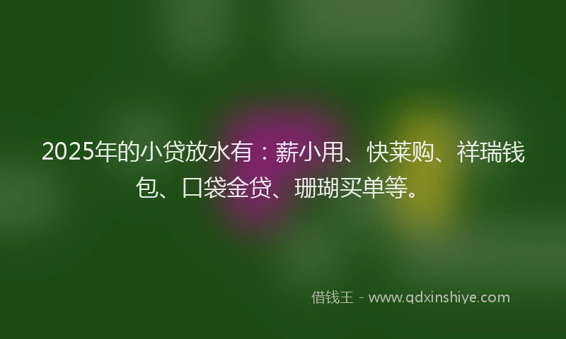 2025年的小贷放水有：薪小用、快莱购、祥瑞钱包、口袋金贷、珊瑚买单等。