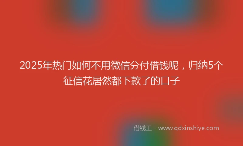 2025年热门如何不用微信分付借钱呢，归纳5个征信花居然都下款了的口子