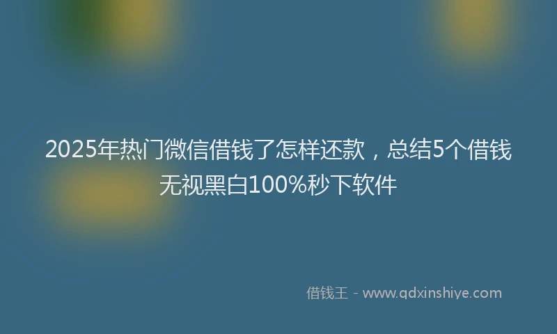 2025年热门微信借钱了怎样还款，总结5个借钱无视黑白100%秒下软件