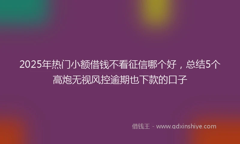 2025年热门小额借钱不看征信哪个好，总结5个高炮无视风控逾期也下款的口子