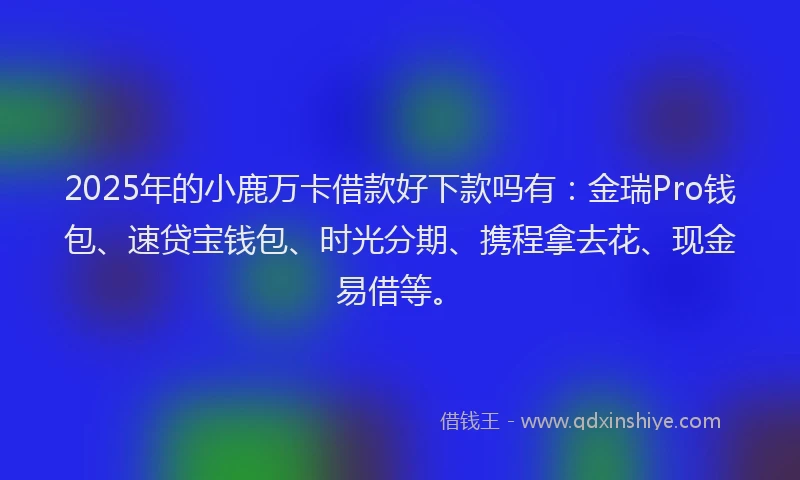 2025年的小鹿万卡借款好下款吗有：金瑞Pro钱包、速贷宝钱包、时光分期、携程拿去花、现金易借等。