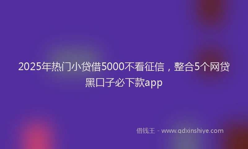 2025年热门小贷借5000不看征信，整合5个网贷黑口子必下款app