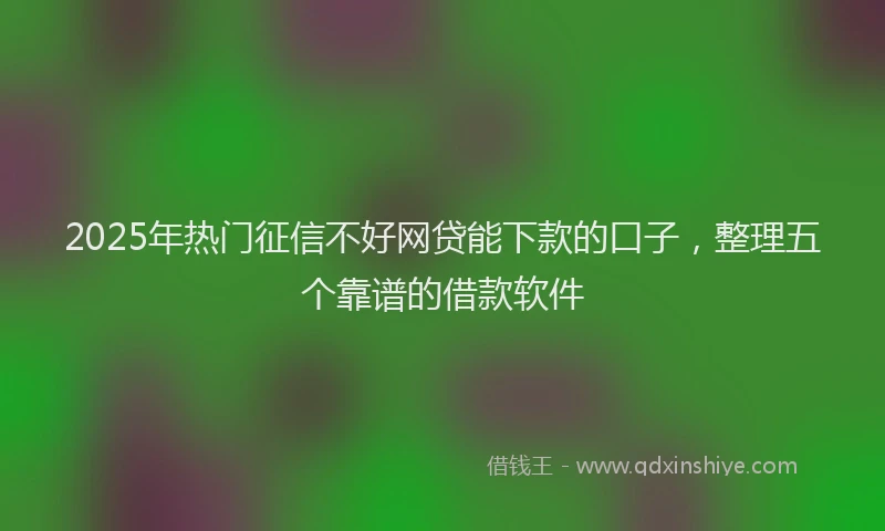 2025年热门征信不好网贷能下款的口子，整理五个靠谱的借款软件