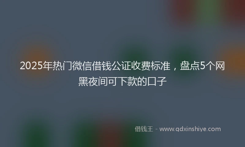2025年热门微信借钱公证收费标准，盘点5个网黑夜间可下款的口子
