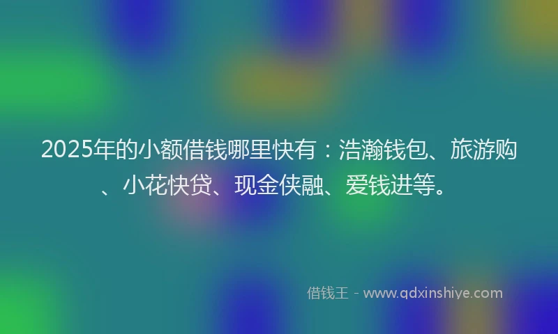 2025年的小额借钱哪里快有:浩瀚钱包、旅游购、小花快贷、现金侠融、爱钱进等。