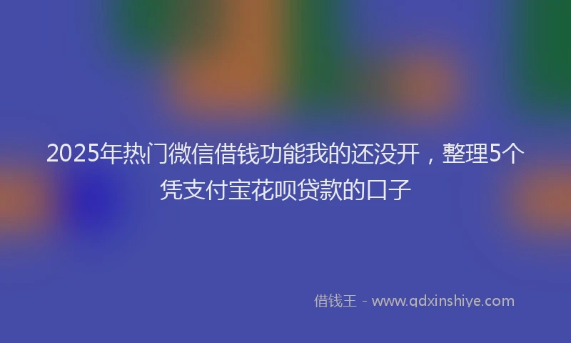 2025年热门微信借钱功能我的还没开，整理5个凭支付宝花呗贷款的口子