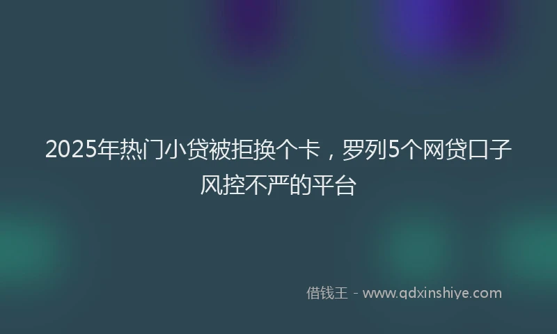2025年热门小贷被拒换个卡，罗列5个网贷口子风控不严的平台