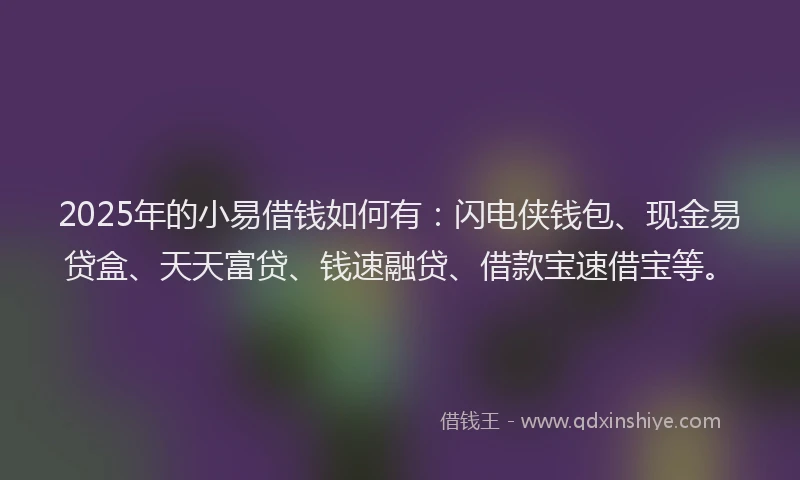 2025年的小易借钱如何有：闪电侠钱包、现金易贷盒、天天富贷、钱速融贷、借款宝速借宝等。