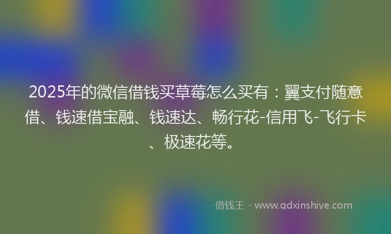 2025年的微信借钱买草莓怎么买有：翼支付随意借、钱速借宝融、钱速达、畅行花-信用飞-飞行卡、极速花等。