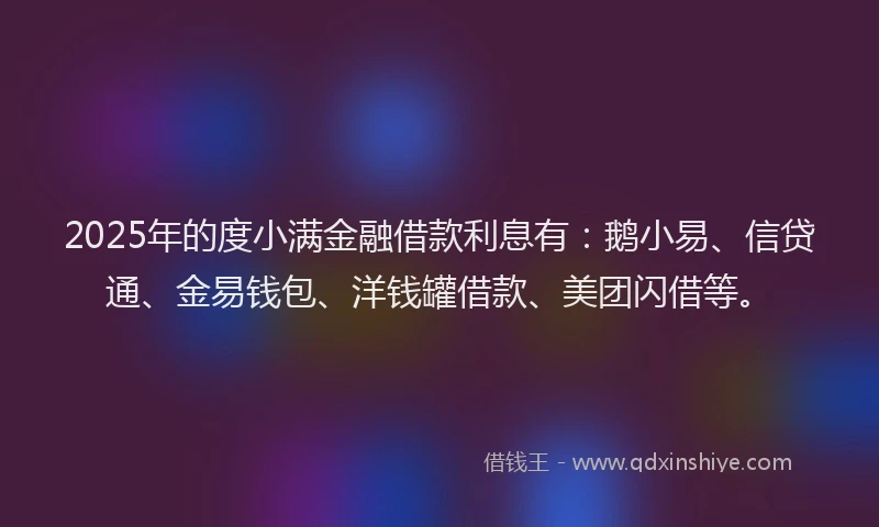 2025年的度小满金融借款利息有：鹅小易、信贷通、金易钱包、洋钱罐借款、美团闪借等。