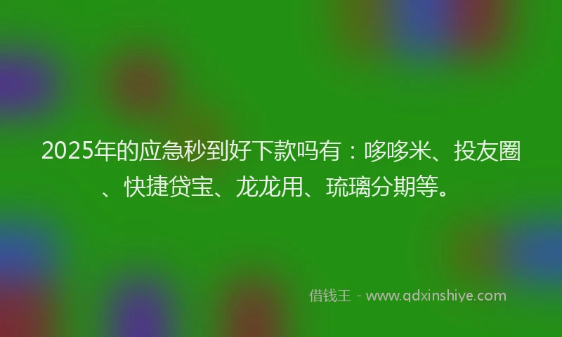 2025年的应急秒到好下款吗有：哆哆米、投友圈、快捷贷宝、龙龙用、琉璃分期等。