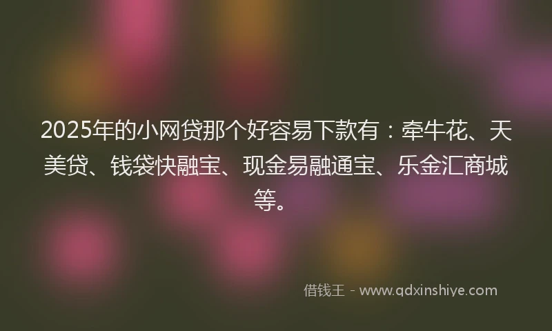 2025年的小网贷那个好容易下款有：牵牛花、天美贷、钱袋快融宝、现金易融通宝、乐金汇商城等。