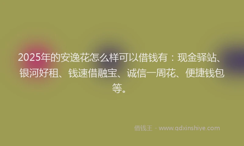 2025年的安逸花怎么样可以借钱有：现金驿站、银河好租、钱速借融宝、诚信一周花、便捷钱包等。