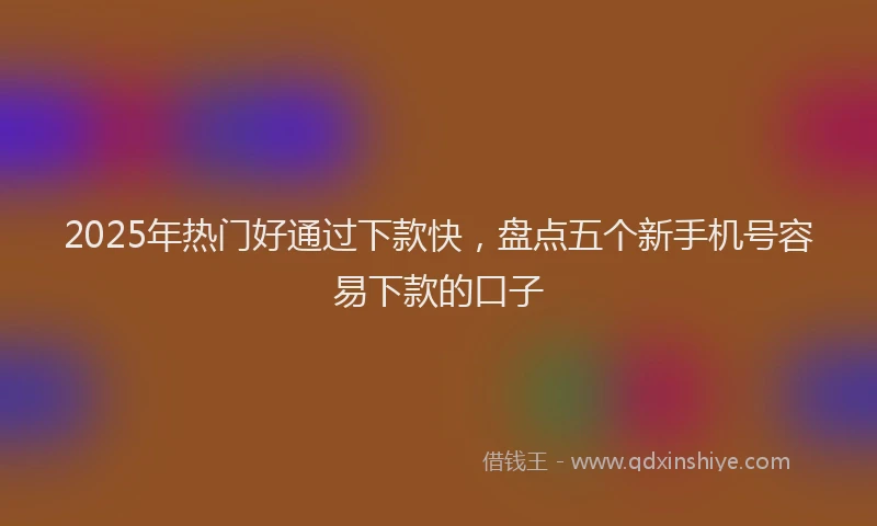 2025年热门好通过下款快，盘点五个新手机号容易下款的口子