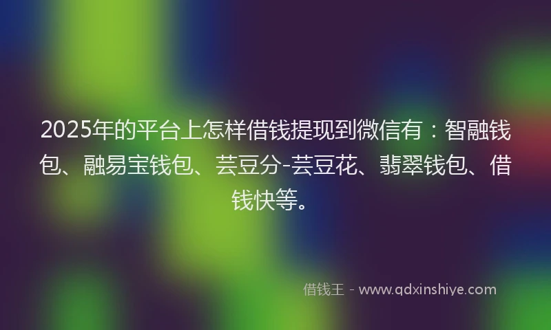 2025年的平台上怎样借钱提现到微信有：智融钱包、融易宝钱包、芸豆分-芸豆花、翡翠钱包、借钱快等。