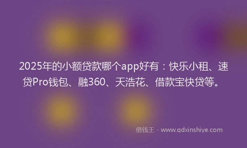 2025年的小额贷款哪个app好有：快乐小租、速贷Pro钱包、融360、天浩花、借款宝快贷等。