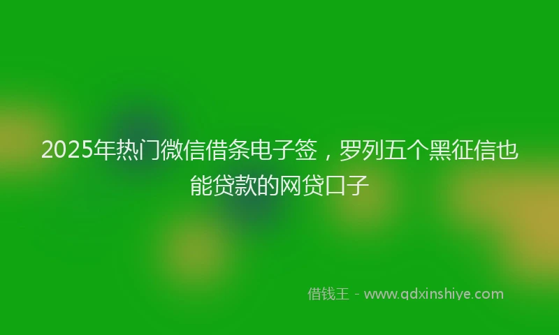 2025年热门微信借条电子签，罗列五个黑征信也能贷款的网贷口子