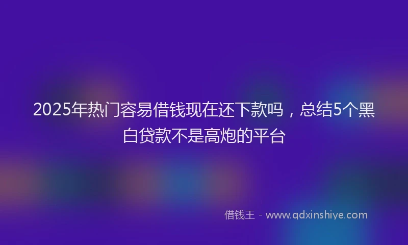 2025年热门容易借钱现在还下款吗，总结5个黑白贷款不是高炮的平台
