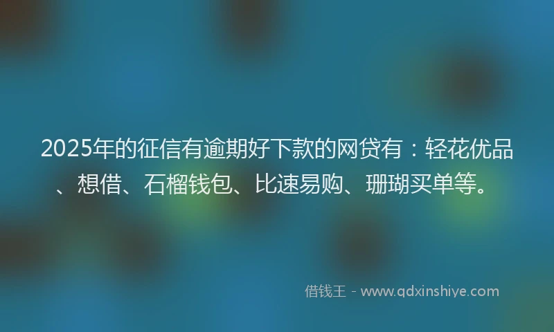 2025年的征信有逾期好下款的网贷有：轻花优品、想借、石榴钱包、比速易购、珊瑚买单等。