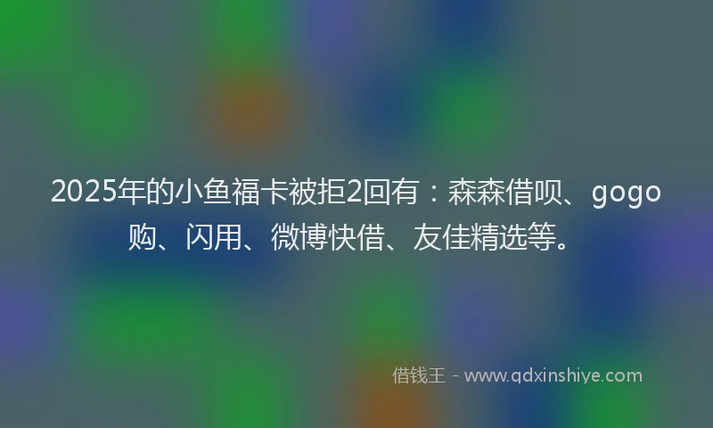 2025年的小鱼福卡被拒2回有：森森借呗、gogo购、闪用、微博快借、友佳精选等。