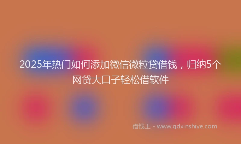 2025年热门如何添加微信微粒贷借钱，归纳5个网贷大口子轻松借软件