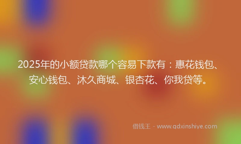2025年的小额贷款哪个容易下款有：惠花钱包、安心钱包、沐久商城、银杏花、你我贷等。