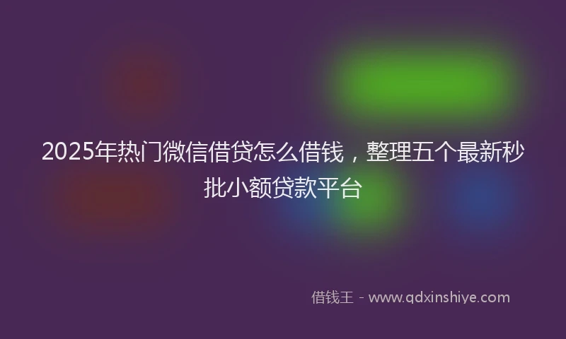 2025年热门微信借贷怎么借钱，整理五个最新秒批小额贷款平台