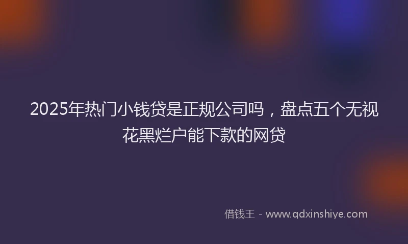 2025年热门小钱贷是正规公司吗，盘点五个无视花黑烂户能下款的网贷