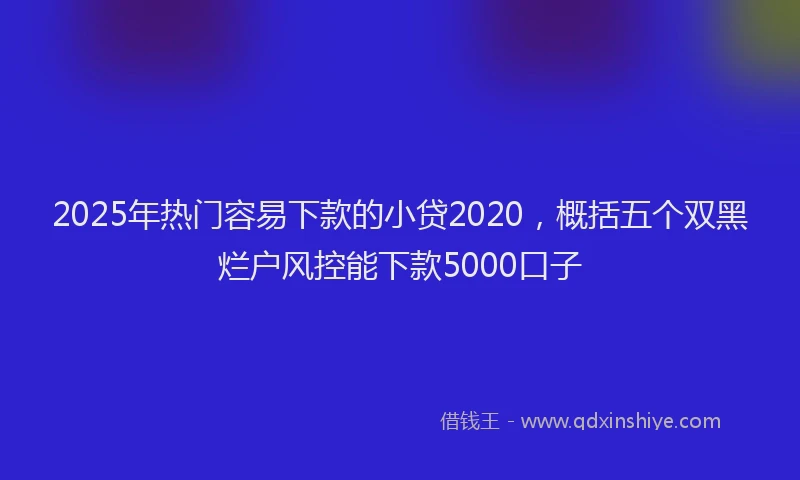 2025年热门容易下款的小贷2020，概括五个双黑烂户风控能下款5000口子
