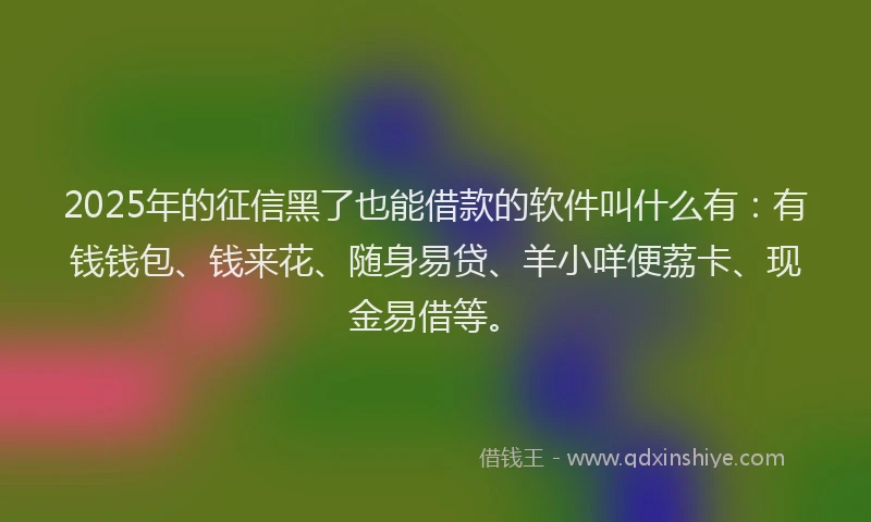 2025年的征信黑了也能借款的软件叫什么有：有钱钱包、钱来花、随身易贷、羊小咩便荔卡、现金易借等。
